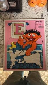 Vintage 1979 Playskool Sesame Street Ernie in Bath Wooden Tray Puzzle 315-22